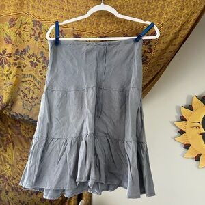 Allen Allen Light Gray Tiered Midi Skirt